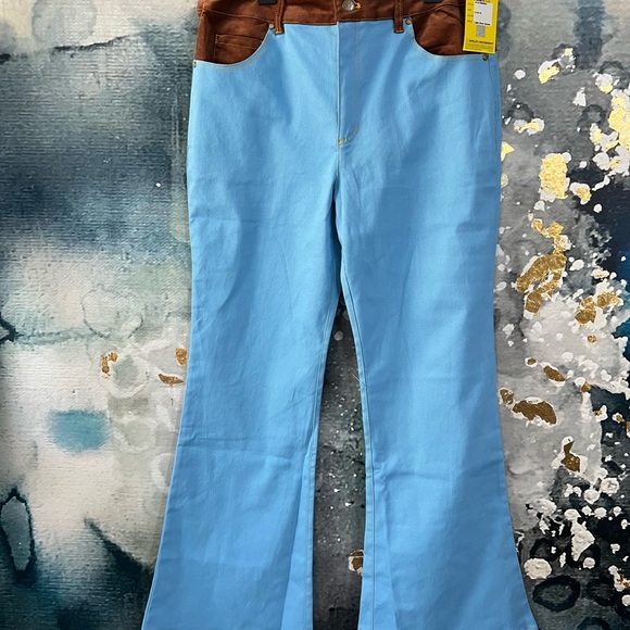 Unique Vintage x Smiley Happy Daisy High Rise Flare Jeans - Picture 7 of 8